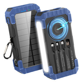 Tragbares 30000mAh Powerbank mit Solarpanel, kabellosem Schnellladen (65W/45W/22.5W/15W), integrierten Kabeln, für Laptops