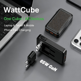 2026 New Release Detachable & Foldable 65W Ultra Compact Travel Adapter GaN Wall Charger for iPhone Laptops Charger for iPhone Duo