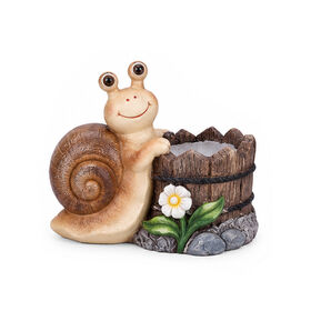 BSCI Factory Handmade Snail with Flowers Planter Garden Flower Pots Outdoor Decoration