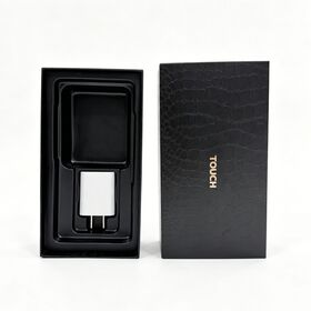Boîte d'emballage cadeau rigide de luxe personnalisée en papier imitation cuir de crocodile avec insert blister pour emballage de chargeur de téléphone portable