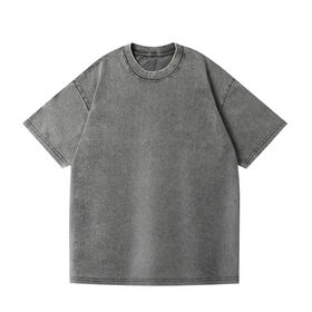 T-Shirt mit Rundhalsausschnitt, 230 g/m², 100 % Baumwolle, säuregewaschen, Unisex, Blanko, Plain, niedrige MOQ