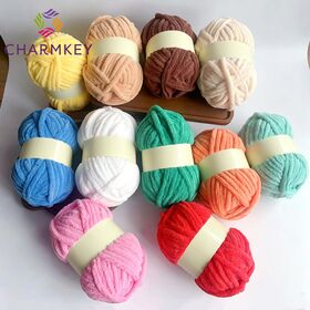 Großhandel 1CM Dickes Chenille-Garn zum Handstricken für Puppen, Taschen, Decken - Rundes Samt-Garn Eisgarn
