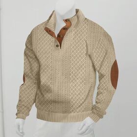 Factory Custom Men/s Knit Sweater Mock Neck Pullover Jacquard Embroidered Casual Streetwear Jumper