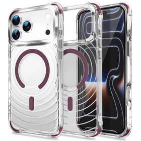 Water Ripple Pattern Clear Acrylic Magnetic Phone Case, Shockproof Cover with Metal Lens Frame for iPhone 18 17 Pro Max 16 Series