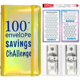Classeur Économiseur d'Argent, Classeur Défi d'Épargne à 100 Enveloppes, Suivi A6 30 jours, 100 jours, 52 semaines, Agenda Carnet Cuir A5 A6