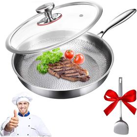 Sartén Antiadherente de Titanio con Patrón de Martillo para Cocinar