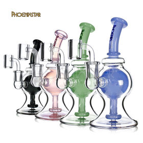 Phoenixstar Rig Portable en Verre pour Dab 7 Pouces avec Percuteur Douche, Pipes à Eau en Verre pour Huile avec Banger en Gros