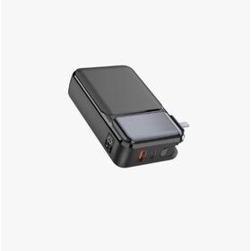 En vrac 20000mAh Charge rapide Banque de puissance avec câbles intégrés et écran LCD, mini-coque brillante (blanc/noir)