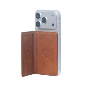 2026 year New Arrival Contrast Color Magnetic Card Pouch, Durable PU Leather Phone Card Storage Wallet fun