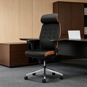 Ergonomic Reclining Leather Executive Office Chair Adjustable Swivel Seating