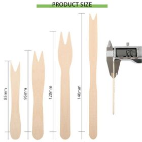 Einweg-Holz-Fruchtgabeln | Biologisch abbaubare Mini-Gabeln mit 2 Zinken für Picknicks, Camping, Partys, Hochzeiten und Catering