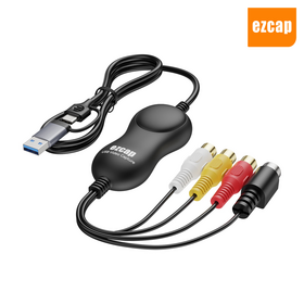 Ezcap158AP UVC USB Video Capture DVD Maker AV Grabber Convert S-Video Composite Analog Video to Digital for both Win and Mac