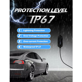 Type 1 J1772 16A 3.5kW Portable EV Charger with Adjustable Current Output, Schuko/NEMA Plug, 5M EV Charging Cable