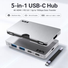 Hub USB-C Ultra-tipis Ukuran Kartu Desain Terbaru OEM ODM HDMI 4K@60Hz Transfer Data 10Gbps Pengisian Cepat PD 100W untuk Ruang Kerja