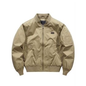 Wholesale OEM ODM Khaki Rib Collar Bomber Jacket for Outdoor Work Casual Daily Wear