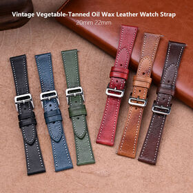 2026 Öl-Wachs-Echtleder-Uhrenarmband 20mm 22mm Schnellverschluss-Armbänder mit Stahlschnalle Vintage-Uhrenbänder