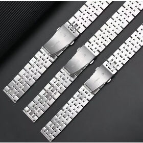 2026 Armband aus massivem Stahl mit individuellem Logo und Butterfly-Schließe für alle Marken - Ersatz-Uhrenarmband aus Metall 18mm 20mm