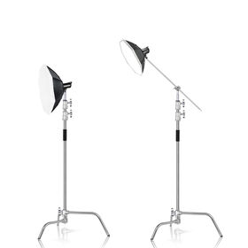 Stainless Steel Heavy Duty C Stand with boom 1.5-3.3 Meters Adjustable Photographic Sturdy Tripod for Reflectors Softboxes