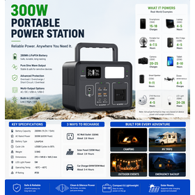 300W Leise Tragbare Powerstation 288Wh LiFePO4 Ohne Dämpfe für Notfälle im Innenbereich