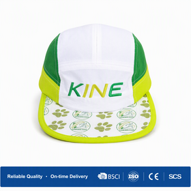 White Green Perforated Performance Cap with KINE Embroidery and Adjustable Strap for Fitness Outdoor and Active Lifestyle