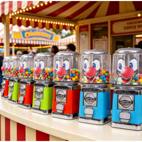 Wholesale Capsule Toy Vending Machine Smile Face Gumball Machine Safe Plastic Gumball Machine OEM Acceptable