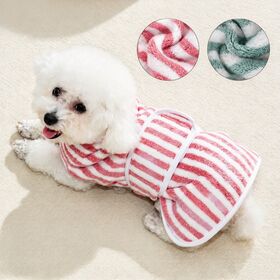Peignoir Premium en Polaire Corail Douce pour Animaux de Compagnie - Idéal pour Chiots Bichon Teddy après la Douche