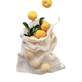 Saco do engranzamento do algodão puro orgânico, rede do algodão da malha para armazenar frutas e legumes, rede do algodão punho Drawstring Bag