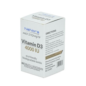 Boîte Écologique Personnalisée pour Suppléments Vitaminiques, Boîte Blanche en Carton à Rabat Supérieur pour Emballage d'Aliments et de Suppléments de Santé