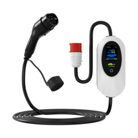 Portable EV Charger Type 2 GB/T 11kW 22kW 32A 3 Phase with Adjustable Current APP Booking Charging 5P CEE Plug OEM ODM