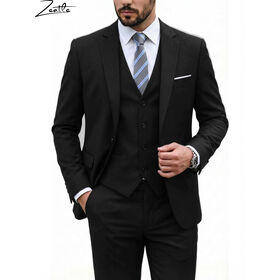 Günstiger Herren Slim Fit Anzug Ein-Knopf-Blazer Weste Hose für Business, Hochzeit, Party