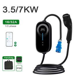 EV Travel Charger Type 2 Type 1 GB/T NACS 3.5kW 7kW Portable EV Charger APP Control for Home Charger OEM ODM