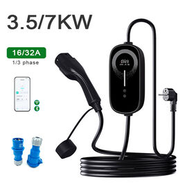 Portable EVSE Charger Type 2 NACS GB/T Type 1 3.6kW 7kW APP Control Custom Face Sticker for Electric Car Importer Orders