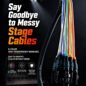 Cabo Snake de Áudio XLR de 8 Canais, Conector Fanout Codificado por Cores para Som ao Vivo em Palco 5m