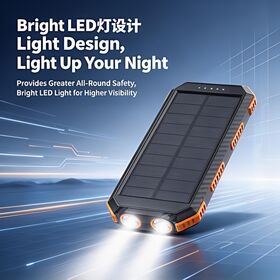 10000mAh Solar Wireless Power Bank with LED Torch Compass Carabiner for Outdoor