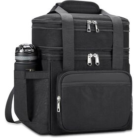 Large Double Deck Insulated Lunch Bag, 5 Layer Leakproof Cooler Bag with Adjustable Strap for Work Picnic Camping Travel