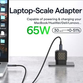 Ultra Compacto 65W Cargador de Disipación de Calor GaN 2C1A Cargador de Pared para el iphone Adaptador de Viaje para Macbook Laptop Tablet adaptador