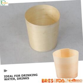 Disposable Natural Birch Wood Cups, Compostable Serving Cups for Catering Events, Appetizers, Dessert & Sauce