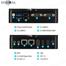Mini PC Hôte Intel Celeron J6412 J6426 Vente Chaude, 4 USB, 2 COM, Double LAN, 8 Go RAM DDR4, 128 Go SSD, 2 HD/VGA, Mini Ordinateur Sans Ventilateur