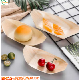 Wegwerf-Servierboot aus Pappelholz, Sushi-Dessertplatte in Lebensmittelqualität für Großküchen