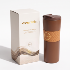 Everich 520ml Double paroi 18/8 de qualité alimentaire en acier inoxydable tasse à café avec large bouche sans BPA