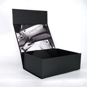Custom Logo Black Magnetic Book Shaped Gift Box With Inner Full Color Printing Luxury Flip Rigid Box For Clothing Cosmetic Gift
