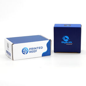 Retail Ready Custom Printed Corrugated Tuck Box | Blue White Wave Design Shipping Box for Component Packaging