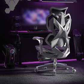 Gaming-Stuhl, Neues Design, Rocking Chair mit elektrischer Massage-Lendenwirbelstütze und Fußstütze, Vollnetzgewebe, bequem, ergonomisch