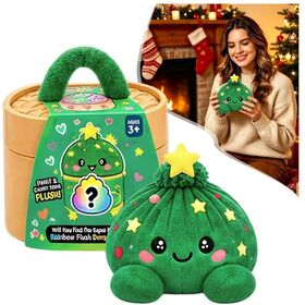 Christmas Mystery Baozi Plush Toy, Cute Soft Stuffed Baozi with Steamer Basket, Holiday Surprise Blind Bag Xmas Gift for Kids