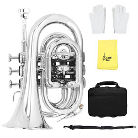 Wholesale Silver Bb Pocket Trumpet Mini Brass Wind Instrument 3 Valve Compact Trumpet for Students Beginners and Performance
