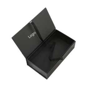 China Luxury Foam Box With Black Insert Magnetic Flip Black Gift Box ...